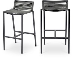 Maldives Grey Rope Fabric Outdoor Patio Barstool, Set of 2