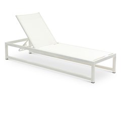 Maldives Cream Mesh Water Resistant Fabric Outdoor Patio Sun Chaise Lounge Chair