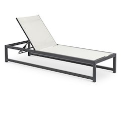 Maldives Cream Mesh Water Resistant Fabric Outdoor Patio Sun Chaise Lounge Chair