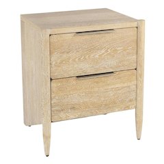 White Oak Nightstand with Brushed Oak Finish and Mid Century Style