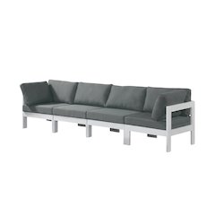 Gray Fabric Outdoor Patio Modular Sofa, Contemporary Style, Cushioned Seat