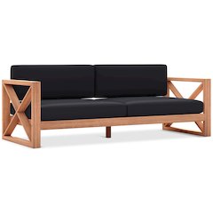 Anguilla Black Water Resistant Fabric Outdoor Sofa