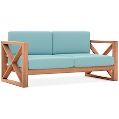 Anguilla Blue Water Resistant Fabric Outdoor Loveseat