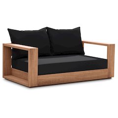 Tulum Black Water Resistant Fabric Outdoor Loveseat