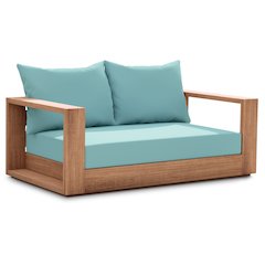 Tulum Blue Water Resistant Fabric Outdoor Loveseat