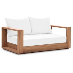 Tulum Off White Water Resistant Fabric Outdoor Loveseat