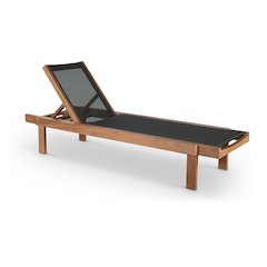 Tulum Black Water Resistant Fabric Outdoor Patio Lounger