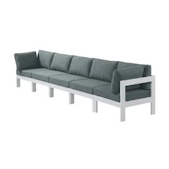 Gray Fabric Outdoor Modular Sofa With Contemporary Style For Patio Lounging