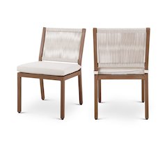 Maui Cream Water Resistant Fabric Outdoor Patio Dining Side Chair, Set of 2