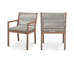 Maui Grey Water Resistant Fabric Outdoor Patio Dining Arm Chair, Set of 2