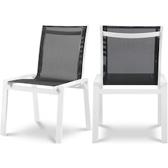 Nizuc Black Mesh Water Resistant Fabric Outdoor Patio Dining Chair, Set of 2