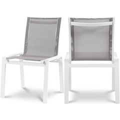 Nizuc Grey Mesh Water Resistant Fabric Outdoor Patio Dining Chair, Set of 2