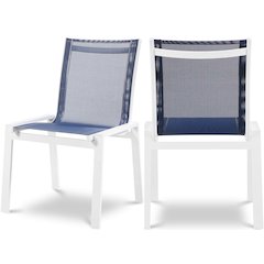 Nizuc Navy Mesh Water Resistant Fabric Outdoor Patio Dining Chair, Set of 2