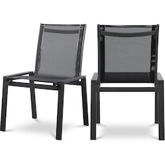 Nizuc Black Mesh Water Resistant Fabric Outdoor Patio Dining Chair, Set of 2