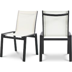 Nizuc White Mesh Water Resistant Fabric Outdoor Patio Dining Chair, Set of 2