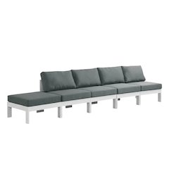 Gray Fabric Outdoor Modular Sofa With Contemporary Style And Cushioned Seat