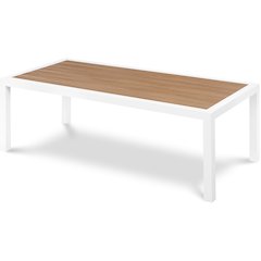 Nizuc Brown Wood Look Accent Paneling Outdoor Patio Aluminum Coffee Table