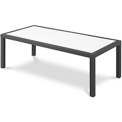 Nizuc White Wood Look Accent Paneling Outdoor Patio Aluminum Coffee Table