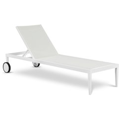 Nizuc White Mesh Water Resistant Fabric Outdoor Patio Chaise Lounge Chair
