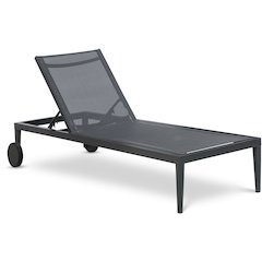 Nizuc Black Mesh Water Resistant Fabric Outdoor Patio Chaise Lounge Chair
