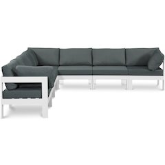 Nizuc Grey Water Resistant Fabric Outdoor Patio Modular Sectional