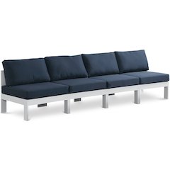 Nizuc Navy Water Resistant Fabric Outdoor Patio Modular Sofa