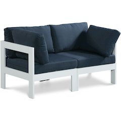 Nizuc Navy Water Resistant Fabric Outdoor Patio Modular Sofa