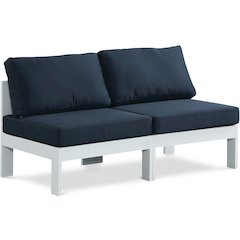 Nizuc Navy Water Resistant Fabric Outdoor Patio Modular Sofa