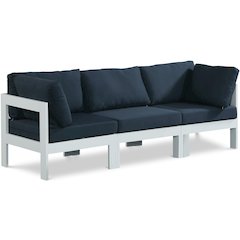 Nizuc Navy Water Resistant Fabric Outdoor Patio Modular Sofa