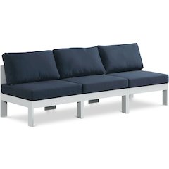 Nizuc Navy Water Resistant Fabric Outdoor Patio Modular Sofa