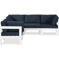 Nizuc Navy Water Resistant Fabric Outdoor Patio Modular Sectional