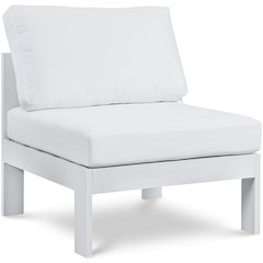 Nizuc White Water Resistant Fabric Outdoor Patio Aluminum Armless Chair