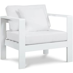 Nizuc White Water Resistant Fabric Outdoor Patio Aluminum Arm Chair