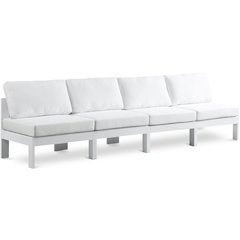 Nizuc White Water Resistant Fabric Outdoor Patio Modular Sofa
