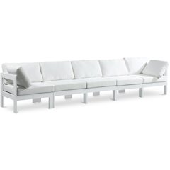 Nizuc White Water Resistant Fabric Outdoor Patio Modular Sofa