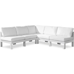 Nizuc White Water Resistant Fabric Outdoor Patio Modular Sectional
