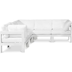 Nizuc White Water Resistant Fabric Outdoor Patio Modular Sectional