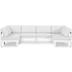 Nizuc White Water Resistant Fabric Outdoor Patio Modular Sectional