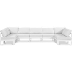 Nizuc White Water Resistant Fabric Outdoor Patio Modular Sectional