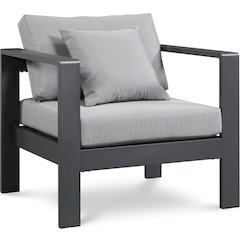 Nizuc Grey Water Resistant Fabric Outdoor Patio Aluminum Arm Chair