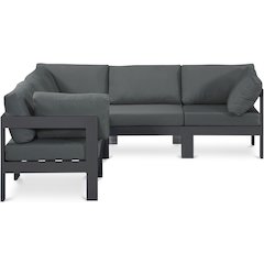 Nizuc Grey Water Resistant Fabric Outdoor Patio Modular Sectional