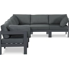 Nizuc Grey Water Resistant Fabric Outdoor Patio Modular Sectional