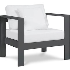 Nizuc White Water Resistant Fabric Outdoor Patio Aluminum Arm Chair