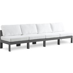 Nizuc White Water Resistant Fabric Outdoor Patio Modular Sofa