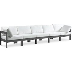 Nizuc White Water Resistant Fabric Outdoor Patio Modular Sofa
