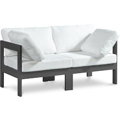 Nizuc White Water Resistant Fabric Outdoor Patio Modular Sofa