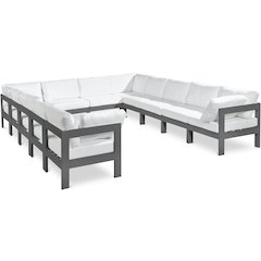 Nizuc White Water Resistant Fabric Outdoor Patio Modular Sectional