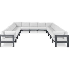 Nizuc White Water Resistant Fabric Outdoor Patio Modular Sectional