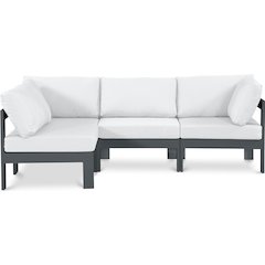 Nizuc White Water Resistant Fabric Outdoor Patio Modular Sectional