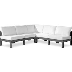 Nizuc White Water Resistant Fabric Outdoor Patio Modular Sectional